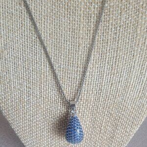 Simulated Blue Diamond Pendant and Earrings Set